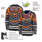 Custom Gray Black Orange-White 3D Pattern Cyber Mecha E-sport Hockey Jersey