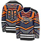 Custom Gray Black Orange-White 3D Pattern Cyber Mecha E-sport Hockey Jersey