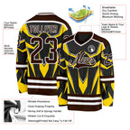 Custom Black Brown Yellow-White 3D Pattern Cyber Mecha E-sport Hockey Jersey