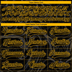 Custom Black Gold-White 3D Splash Art Hockey Lace Neck Jersey