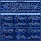 Custom Navy Light Blue-White 3D Splash Art Hockey Lace Neck Jersey