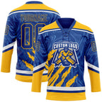 Custom Royal Gold-White 3D Splash Art Hockey Lace Neck Jersey