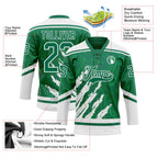 Custom Kelly Green White 3D Splash Art Hockey Lace Neck Jersey