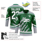 Custom Green White-Gray 3D Splash Art Hockey Lace Neck Jersey