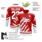 Custom Red White-Gray 3D Splash Art Hockey Lace Neck Jersey