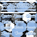 Custom Light Blue Black-White 3D Pattern Geometric Shape Hockey Lace Neck Jersey