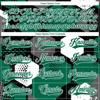Custom Kelly Green Black-White 3D Pattern Geometric Shape Hockey Lace Neck Jersey