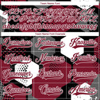 Custom Crimson Black-White 3D Pattern Geometric Shape Hockey Lace Neck Jersey