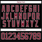 Custom Crimson Black-White 3D Pattern Geometric Shape Hockey Lace Neck Jersey