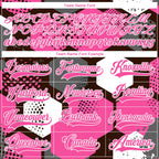 Custom Pink Brown-White 3D Pattern Geometric Shape Hockey Lace Neck Jersey