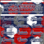 Custom Red Navy-White 3D Pattern Geometric Shape Hockey Lace Neck Jersey