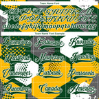 Custom Gold Green-White 3D Pattern Geometric Shape Hockey Lace Neck Jersey