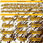 Custom White Gold-Brown 3D Splash Art Hockey Lace Neck Jersey