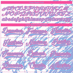 Custom White Light Blue-Pink 3D Splash Art Hockey Lace Neck Jersey