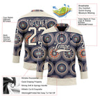 Custom Navy Cream-Orange 3D Pattern Native Americans Tribal Indigenous People Hockey Lace Neck Jersey