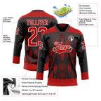 Custom Black Red-White 3D Pattern Native Americans Tribal Indigenous People Hockey Lace Neck Jersey