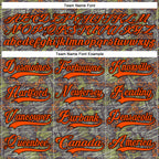Custom Camo Orange-Black 3D Camouflage Grunge Leopard Hockey Lace Neck Jersey