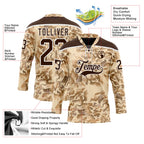 Custom Camo Brown-White 3D Camouflage Grunge Desert Hockey Lace Neck Jersey