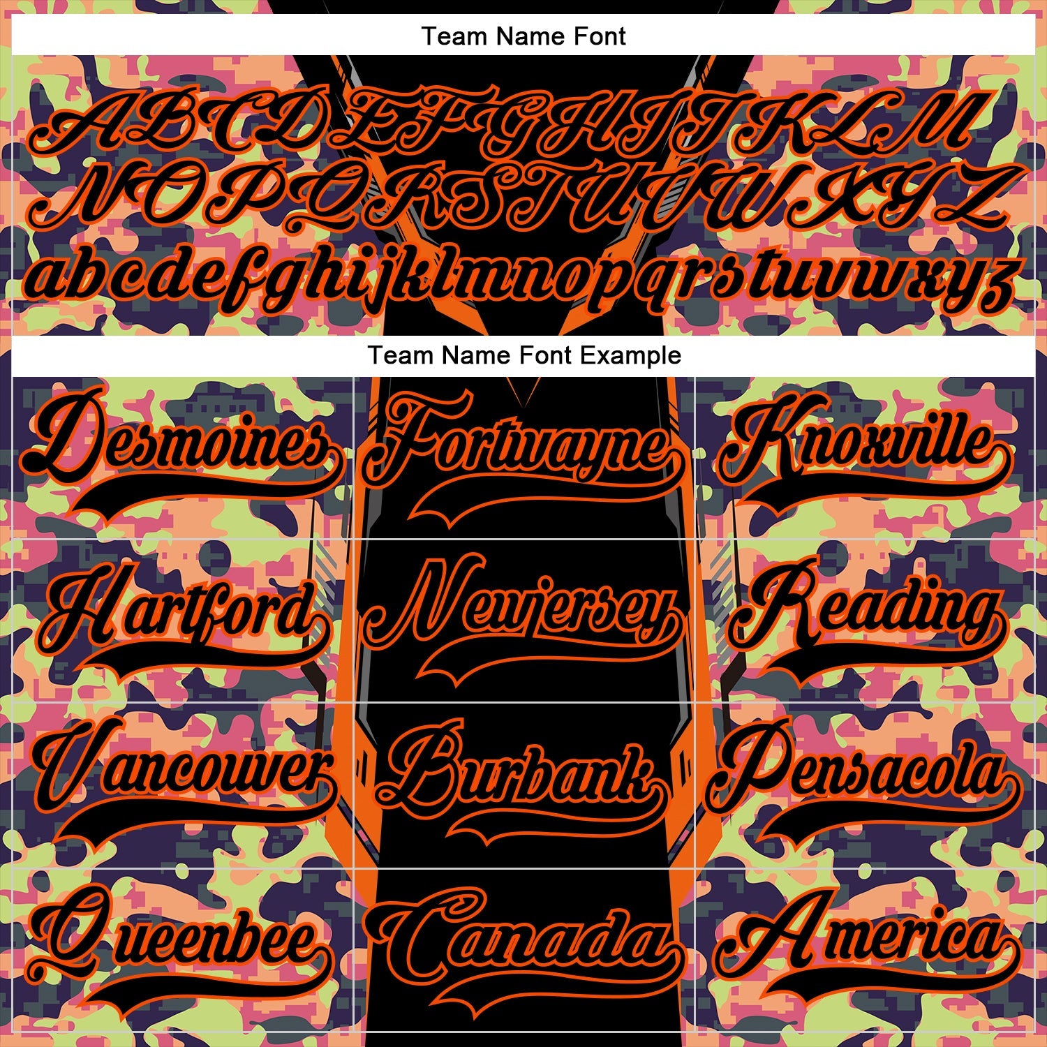 Custom Camo Black-Orange 3D Camouflage Pixel Hockey Lace Neck Jersey