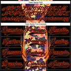 Custom Camo Black-Orange 3D Camouflage Pixel Hockey Lace Neck Jersey