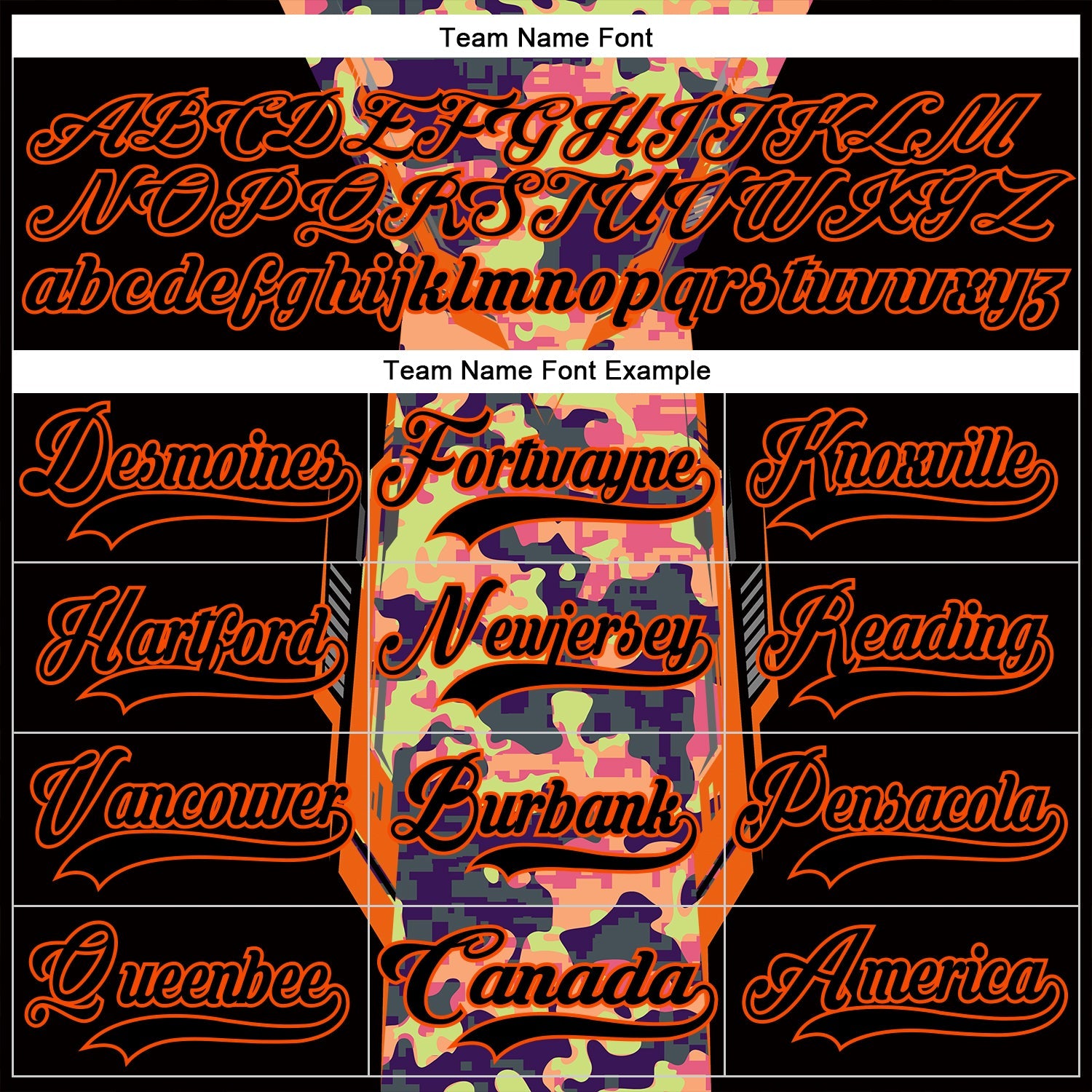 Custom Camo Black-Orange 3D Camouflage Pixel Hockey Lace Neck Jersey