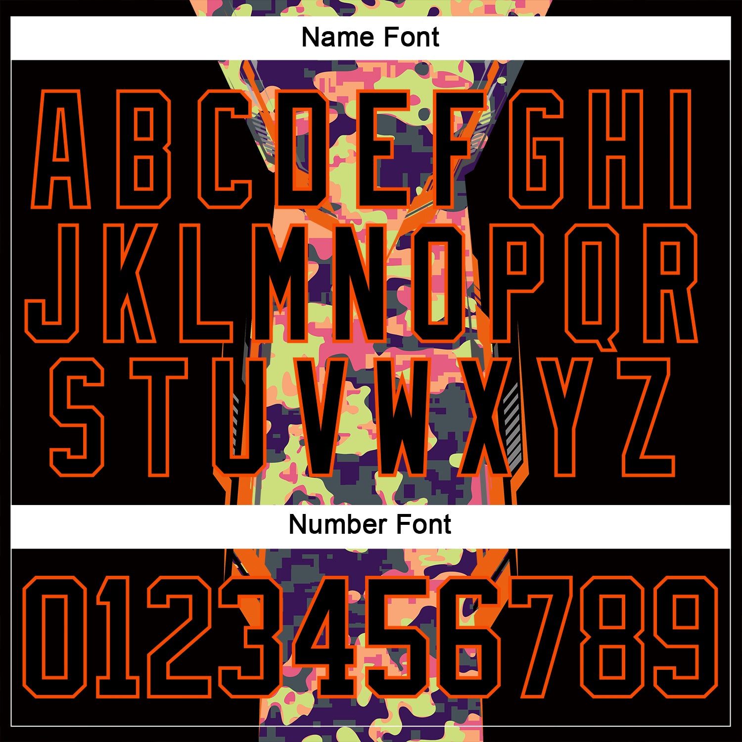Custom Camo Black-Orange 3D Camouflage Pixel Hockey Lace Neck Jersey