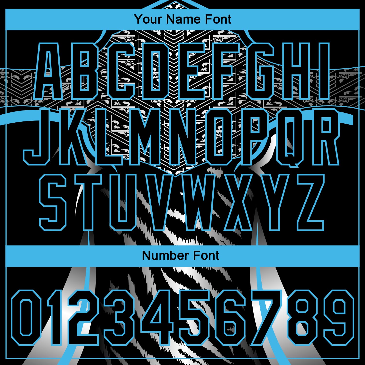 Custom Stitched Black Sky Blue-White 3D Pattern Design E-sports Pullover Sweatshirt Hoodie