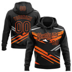 Custom Stitched Black Orange-White 3D Pattern Design E-sports Pullover Sweatshirt Hoodie