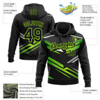 Custom Stitched Black Neon Green-White 3D Pattern Design E-sports Pullover Sweatshirt Hoodie