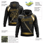 Custom Stitched Black Old Gold-White 3D Pattern Design E-sports Pullover Sweatshirt Hoodie