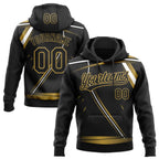 Custom Stitched Black Old Gold-White 3D Pattern Design E-sports Pullover Sweatshirt Hoodie