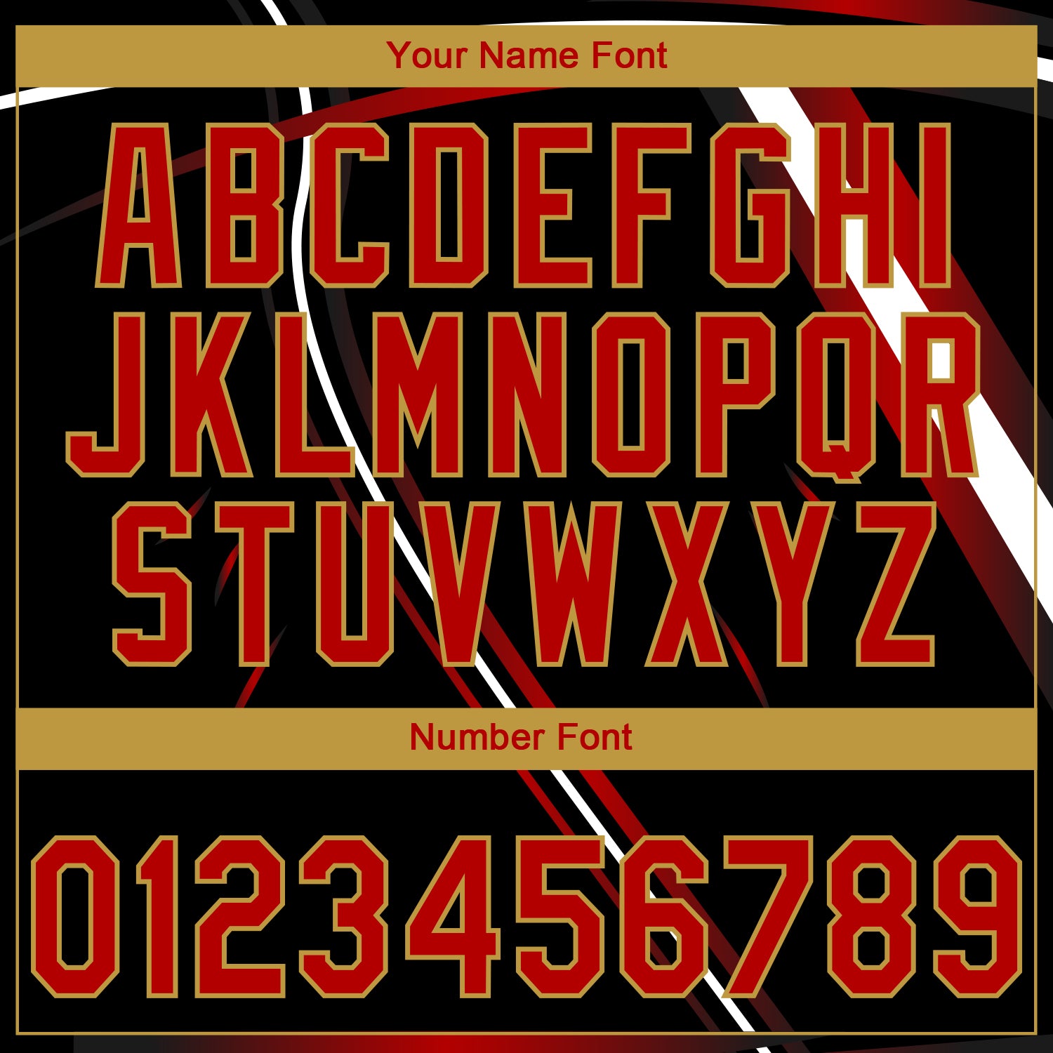 Custom Stitched Black Red Old Gold-White 3D Pattern Design E-sports Pullover Sweatshirt Hoodie