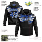 Custom Stitched Black Royal-White 3D Pattern Design E-sports Pullover Sweatshirt Hoodie