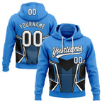 Custom Stitched Powder Blue White-Black 3D Pattern Design E-sports Pullover Sweatshirt Hoodie