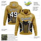 Custom Stitched Old Gold White-Black 3D Pattern Design E-sports Pullover Sweatshirt Hoodie