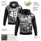 Custom Stitched Black White-Gray 3D Pattern Design Religion Jesus Christ Pullover Sweatshirt Hoodie