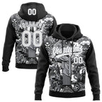 Custom Stitched Black White-Gray 3D Pattern Design Religion Jesus Christ Pullover Sweatshirt Hoodie