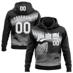 Custom Stitched Black White-Gray 3D Pattern Design Religion Praying Hands Pullover Sweatshirt Hoodie