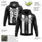 Custom Stitched Black White 3D Pattern Design Retro Medieval Pullover Sweatshirt Hoodie