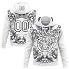 Custom Stitched White Black 3D Pattern Design Medusa Pullover Sweatshirt Hoodie