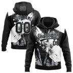 Custom Stitched Black White-Gray 3D Pattern Design Religion Jesus Christ Pullover Sweatshirt Hoodie