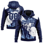 Custom Stitched Navy Light Blue-White 3D Pattern Design Religion Jesus Christ Pullover Sweatshirt Hoodie