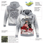 Custom Stitched Gray Black-White 3D Pattern Design Religion The Virgin Mary Pullover Sweatshirt Hoodie