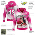 Custom Stitched Hot Pink White-Black 3D Pattern Design Religion The Virgin Mary Pullover Sweatshirt Hoodie