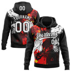 Custom Stitched Black White-Fire Red 3D Pattern Design Religion Praying Hands Pullover Sweatshirt Hoodie