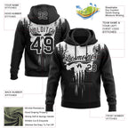 Custom Stitched Black White 3D Skull Pattern Pullover Sweatshirt Hoodie