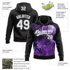 Custom Stitched Black White Purple-Gray 3D Skull Pattern Pullover Sweatshirt Hoodie