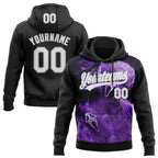 Custom Stitched Black White Purple-Gray 3D Skull Pattern Pullover Sweatshirt Hoodie
