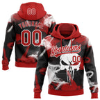 Custom Stitched Red Black-White 3D Skull Pattern Pullover Sweatshirt Hoodie