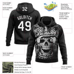 Custom Stitched Black White 3D Skull Pattern Pullover Sweatshirt Hoodie